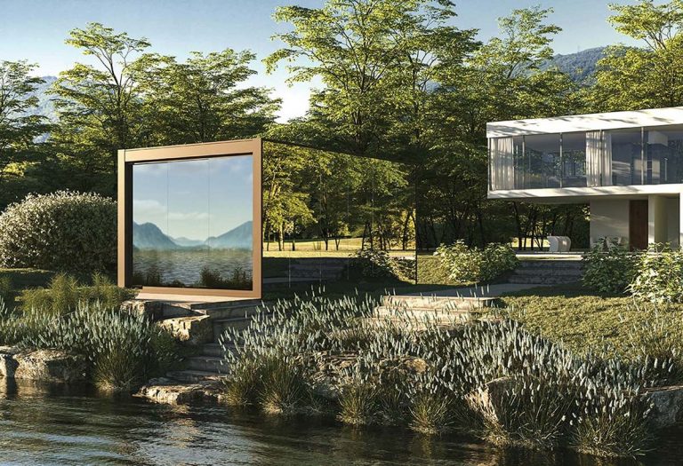 Pergola bioclimatica con vetrate a specchio connect pratic